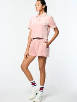 Adele Velour Polo- Pale Mauve