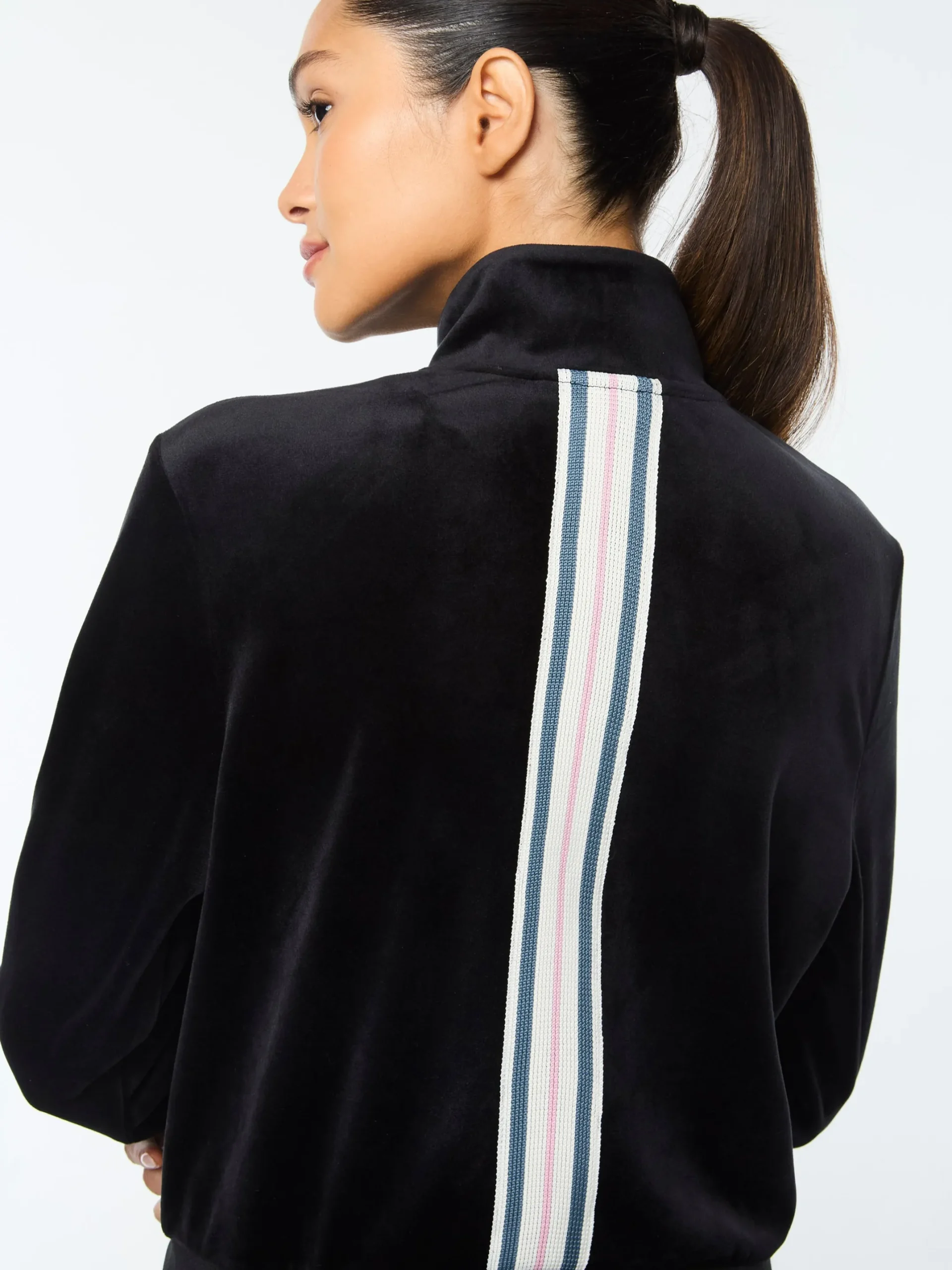 Adele Velour Track Jacket- Black Beauty