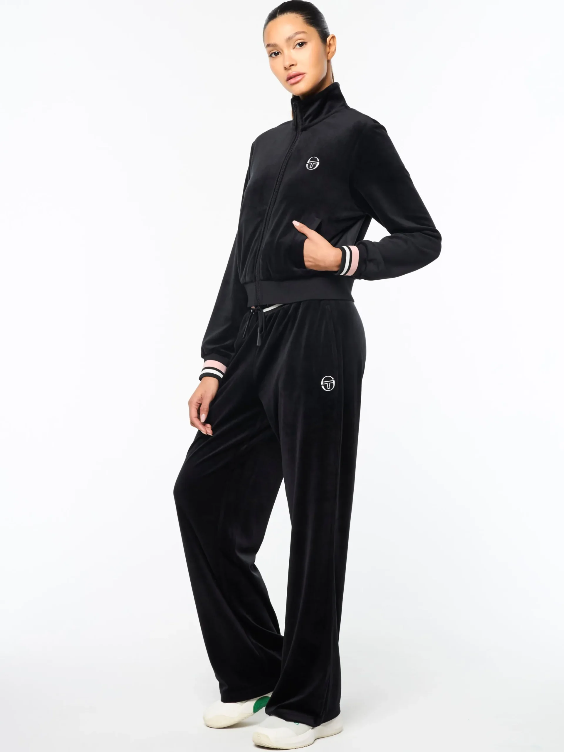Adele Velour Track Jacket- Black Beauty