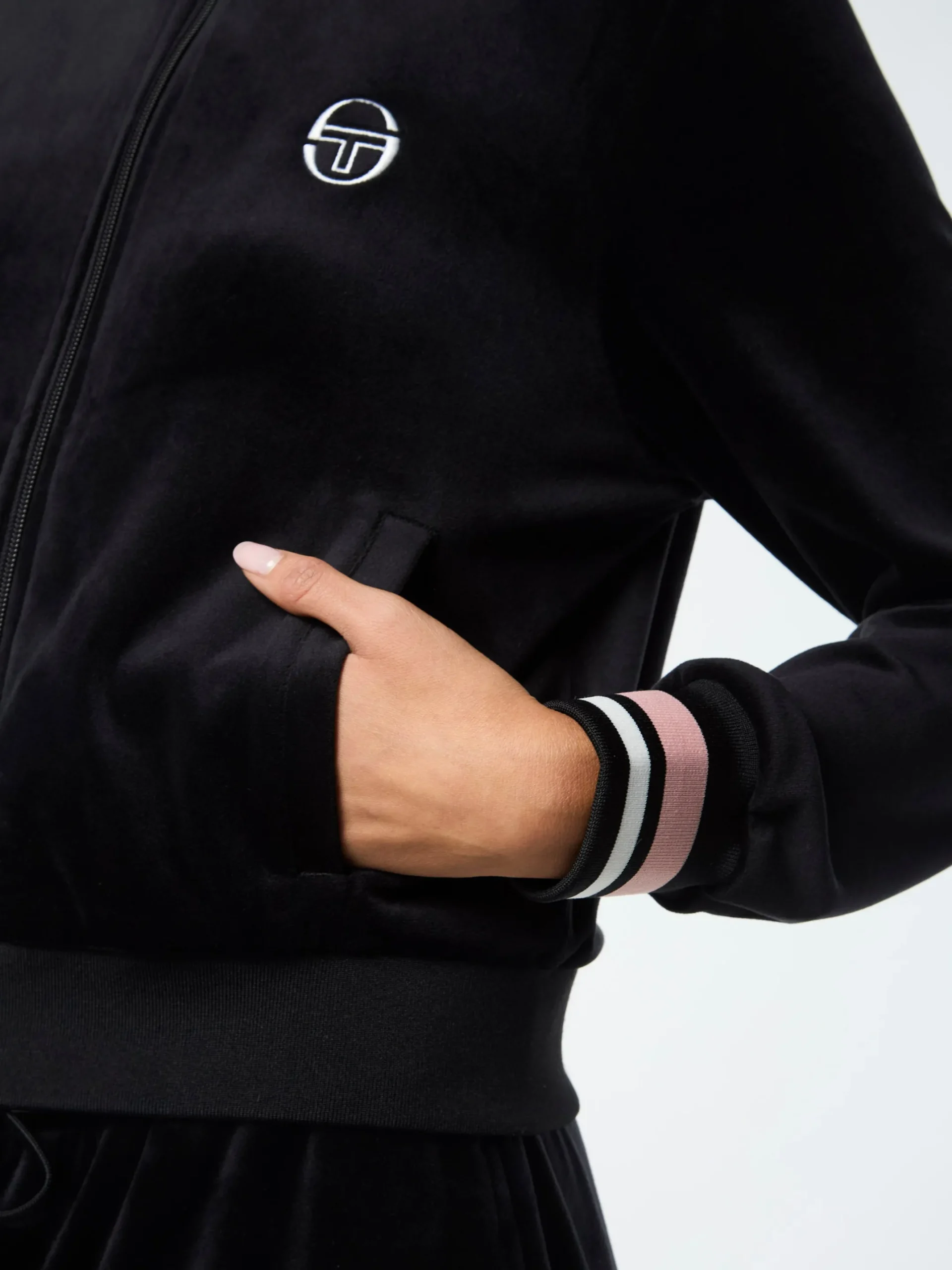 Adele Velour Track Jacket- Black Beauty