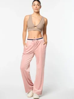 Adele Velour Track Pant- Pale Mauve