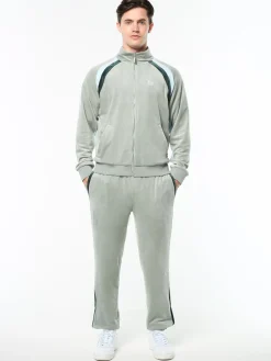 Banda Velour Track Jacket- Slate Gray