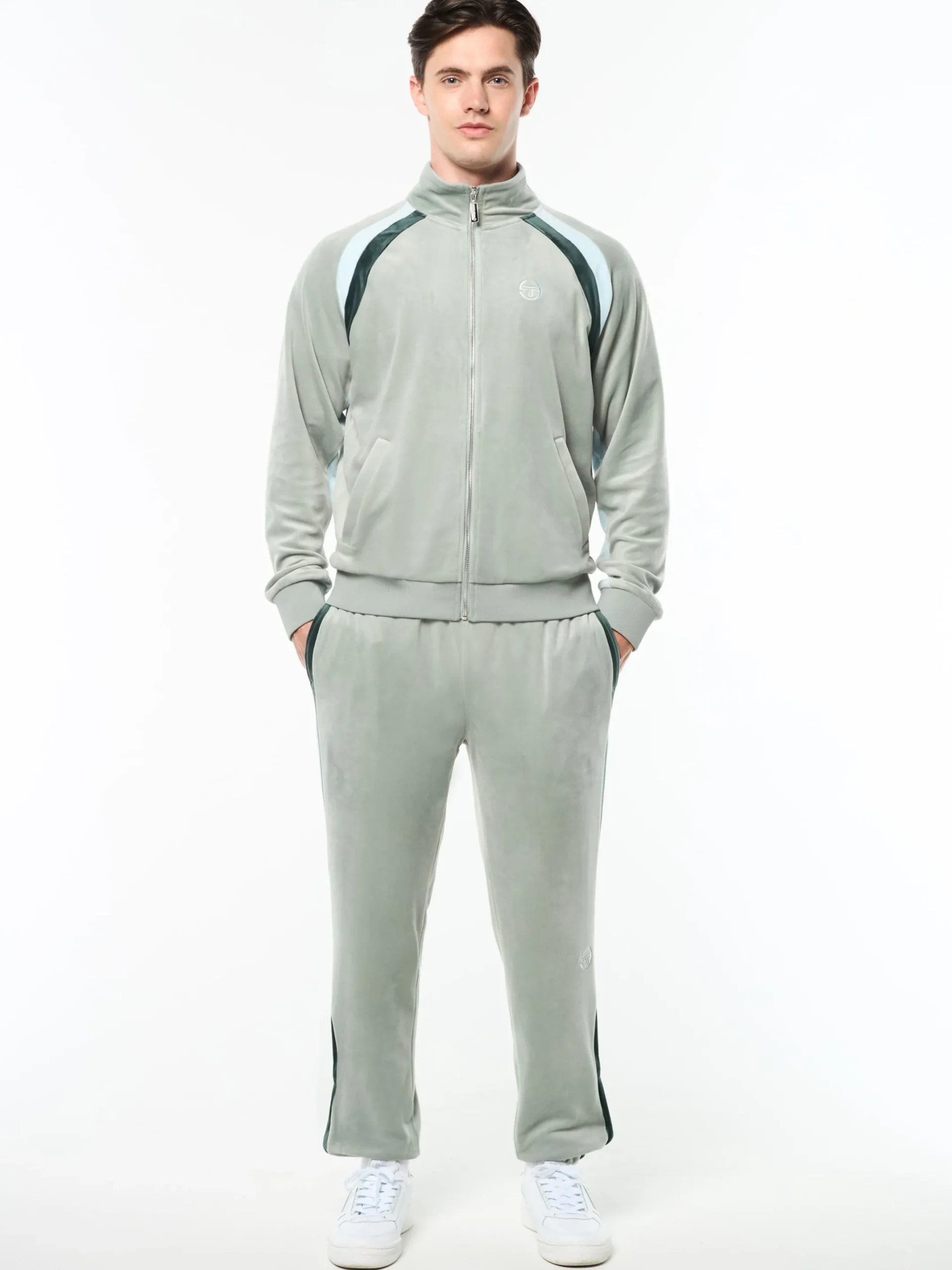 Banda Velour Track Jacket- Slate Gray