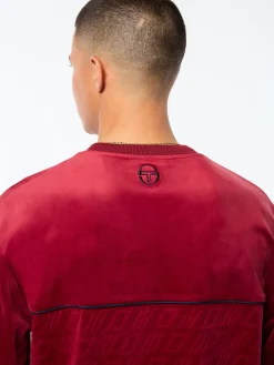 Bandiera Debossed Velour Crewneck-Rhubarb