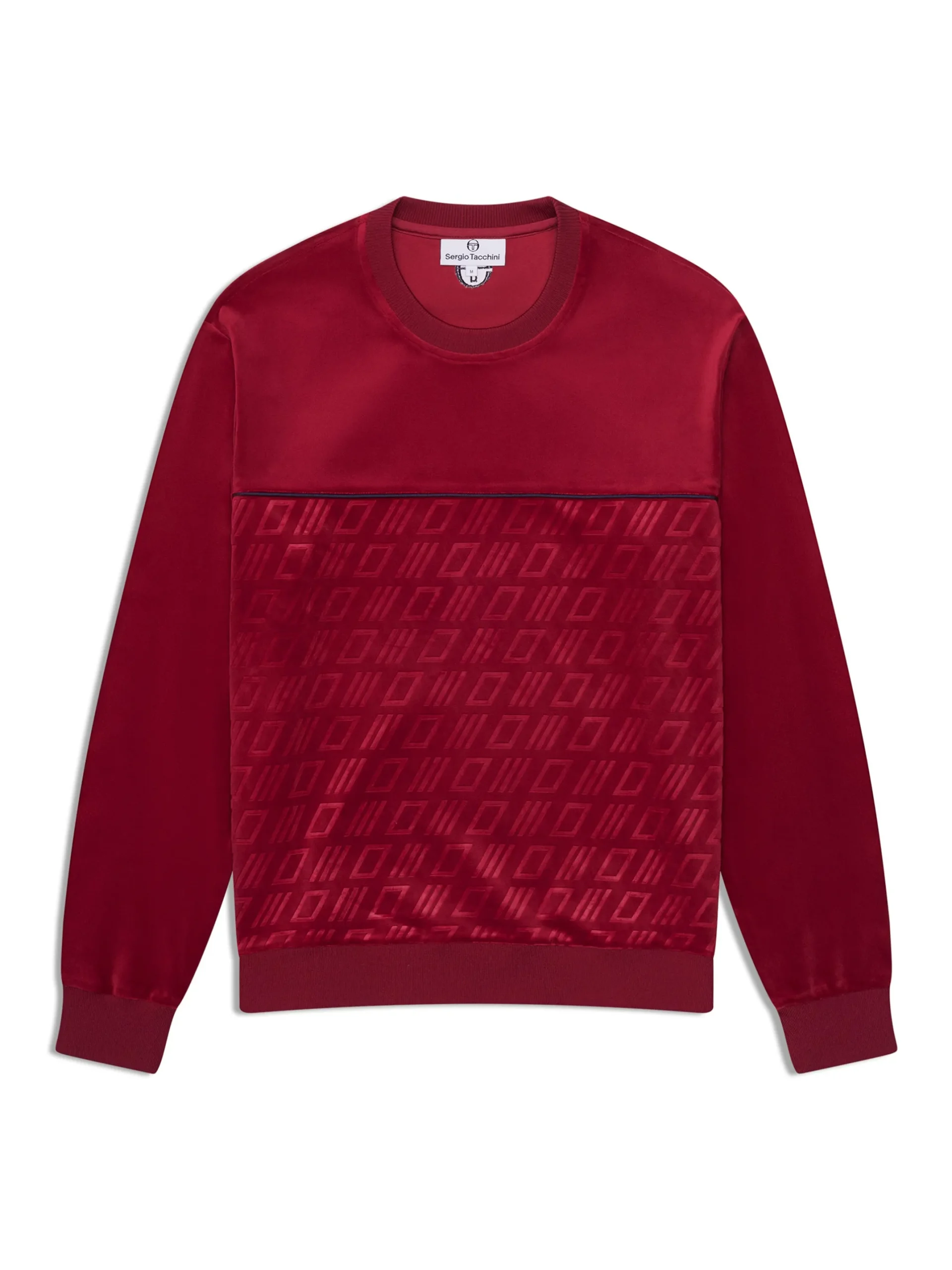 Bandiera Debossed Velour Crewneck-Rhubarb