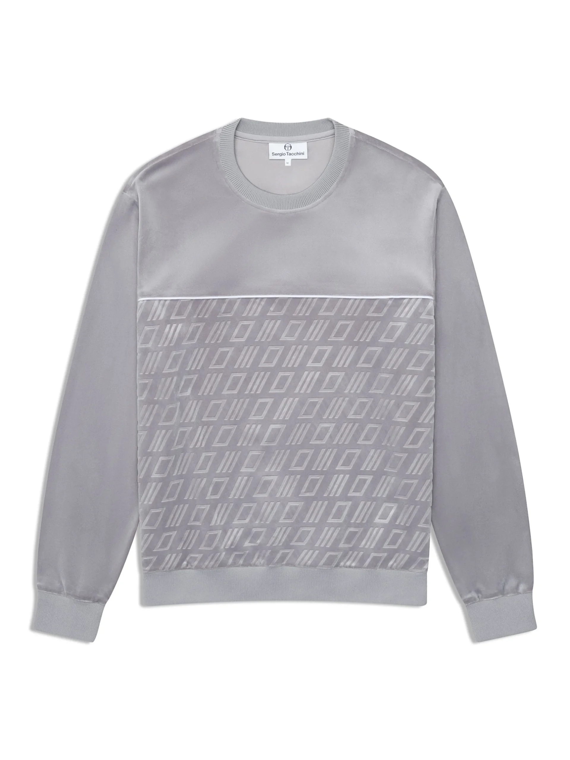 Bandiera Debossed Velour Crewneck-Sleet