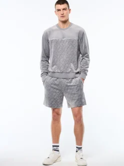 Bandiera Debossed Velour Crewneck-Sleet