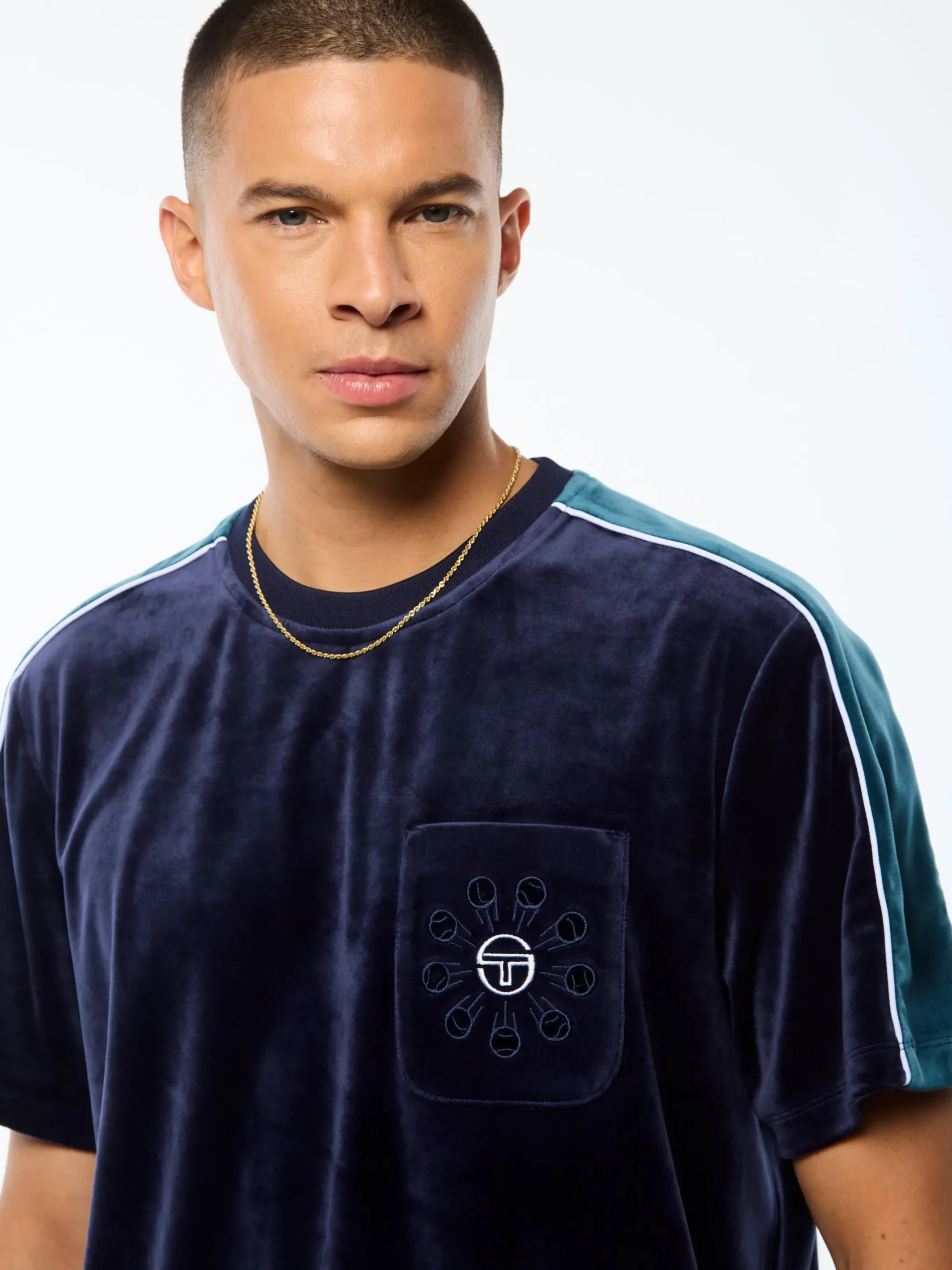 Cresta Velour Pocket T-Shirt-Maritime Blue