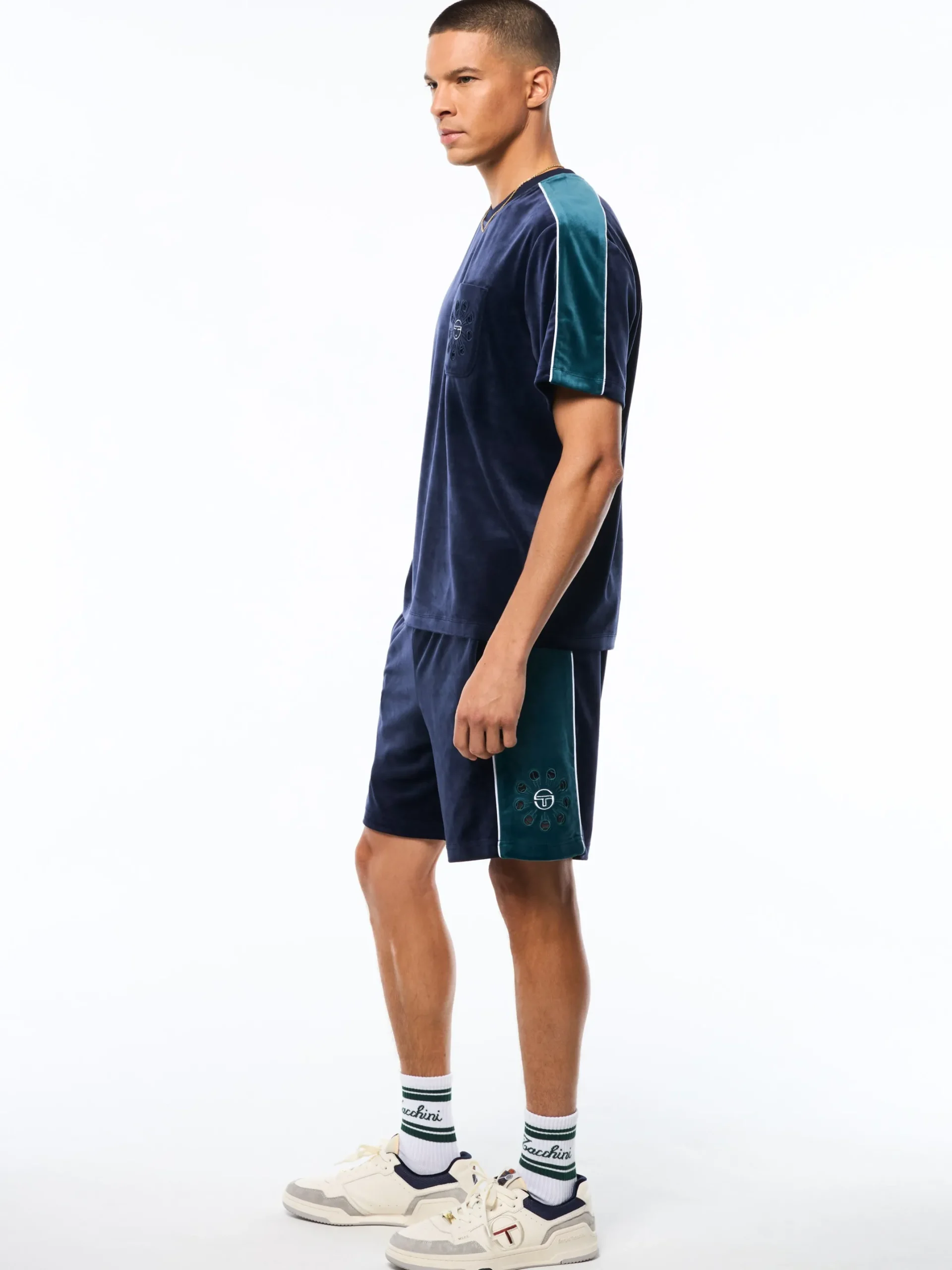 Cresta Velour Pocket T-Shirt-Maritime Blue