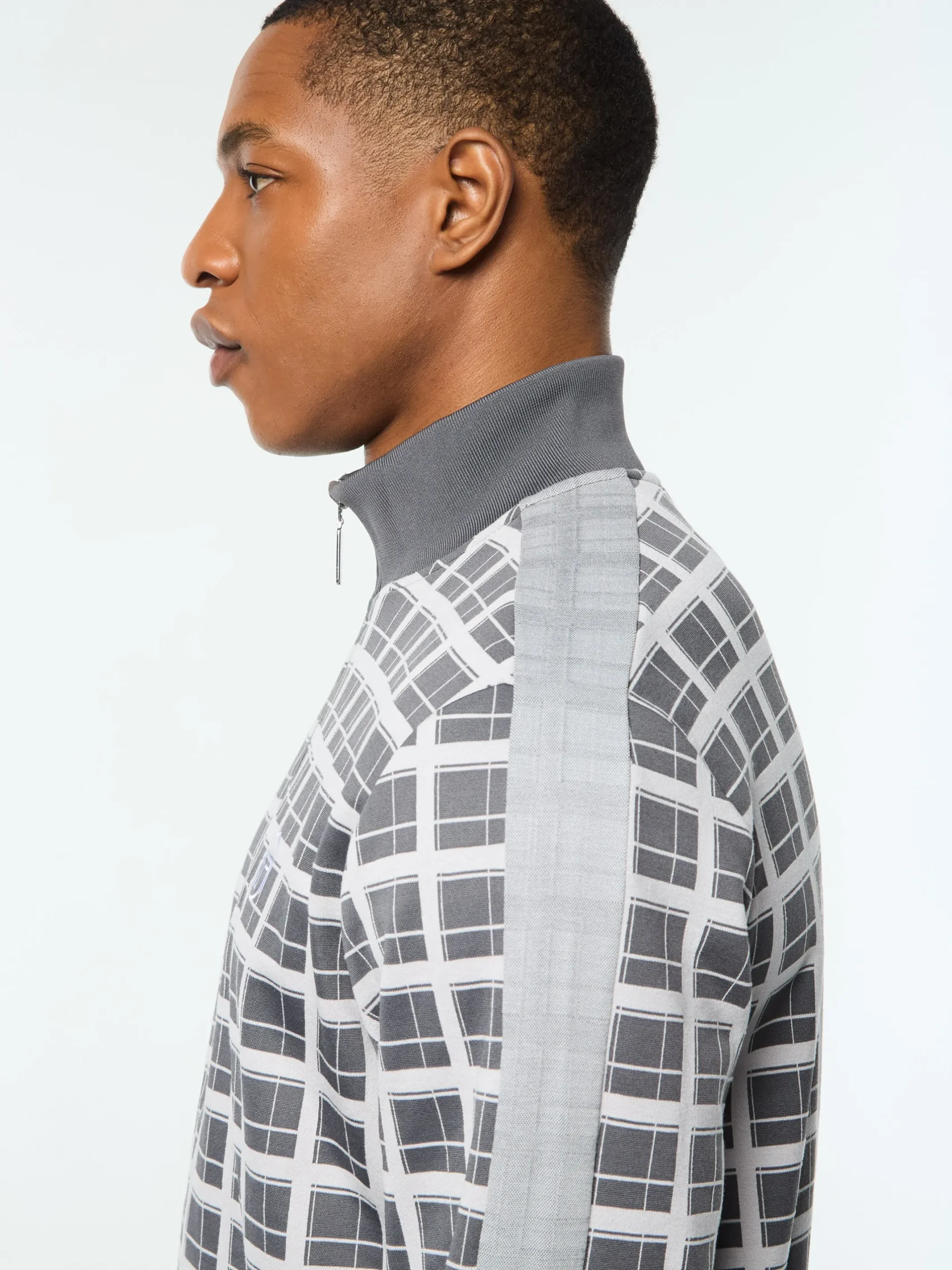 Damarindo Check Track Jacket- Quiet Grey