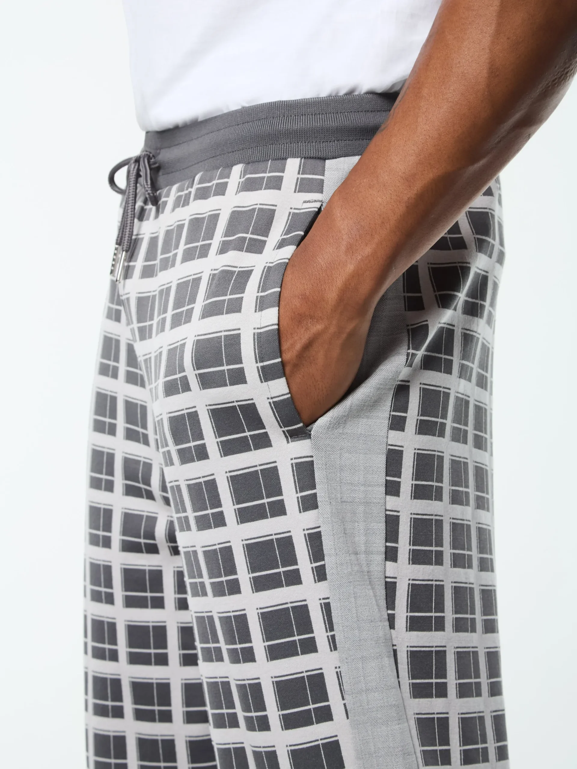 Damarindo Check Track Pant- Quiet Grey