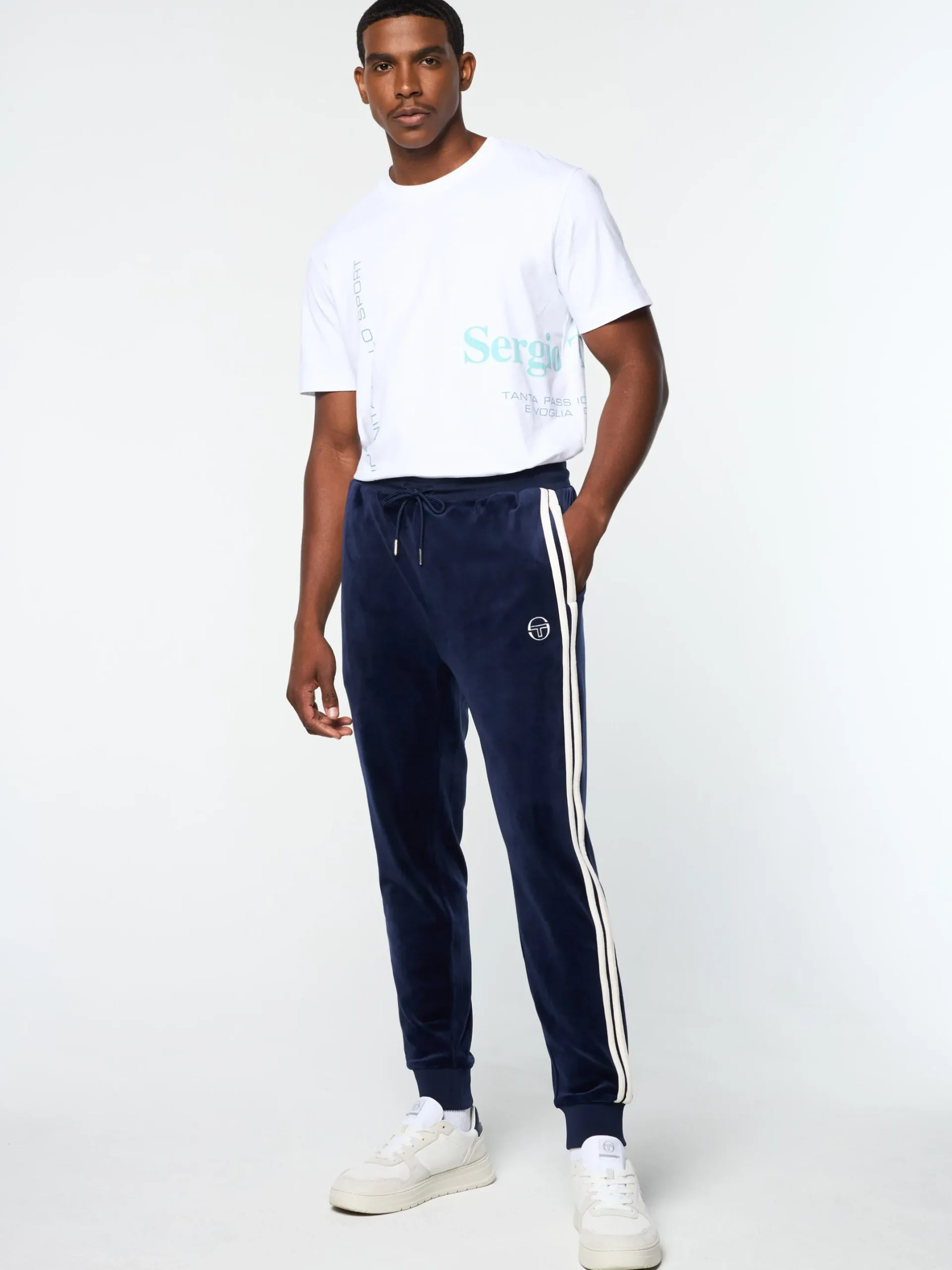 Damarindo Velour Track Pant- Maritime Blue