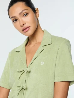Edda Cropped Shirt- Reseda