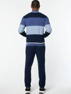 Enzo Striped Track Jacket- Faded Denim