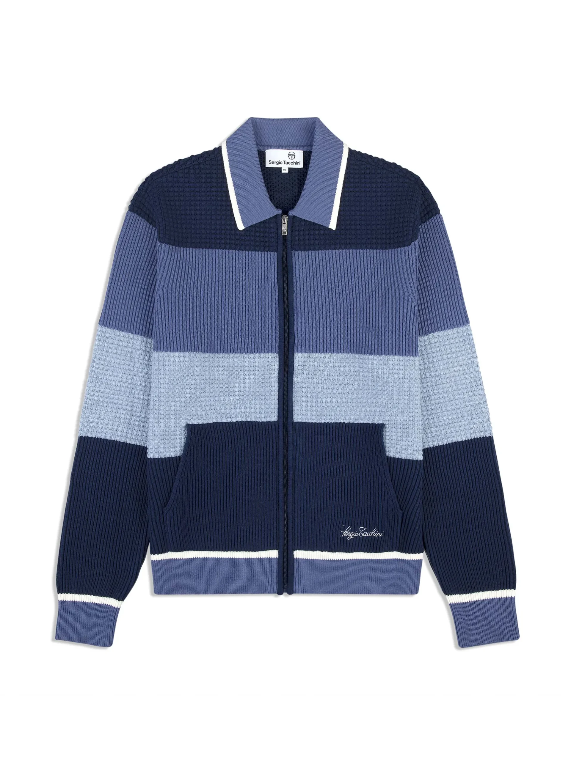 Enzo Striped Track Jacket- Faded Denim