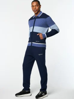 Enzo Striped Track Jacket- Faded Denim