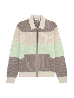 Enzo Striped Track Jacket- Taupe Grey