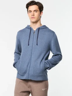 Fausto Knit Hoodie- Faded Denim
