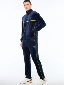 Forato Velour Track Jacket-Maritime Blue