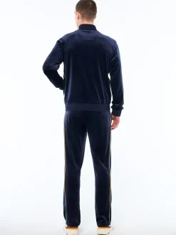 Forato Velour Track Jacket-Maritime Blue