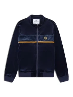 Forato Velour Track Jacket-Maritime Blue