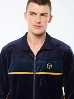 Forato Velour Track Jacket-Maritime Blue