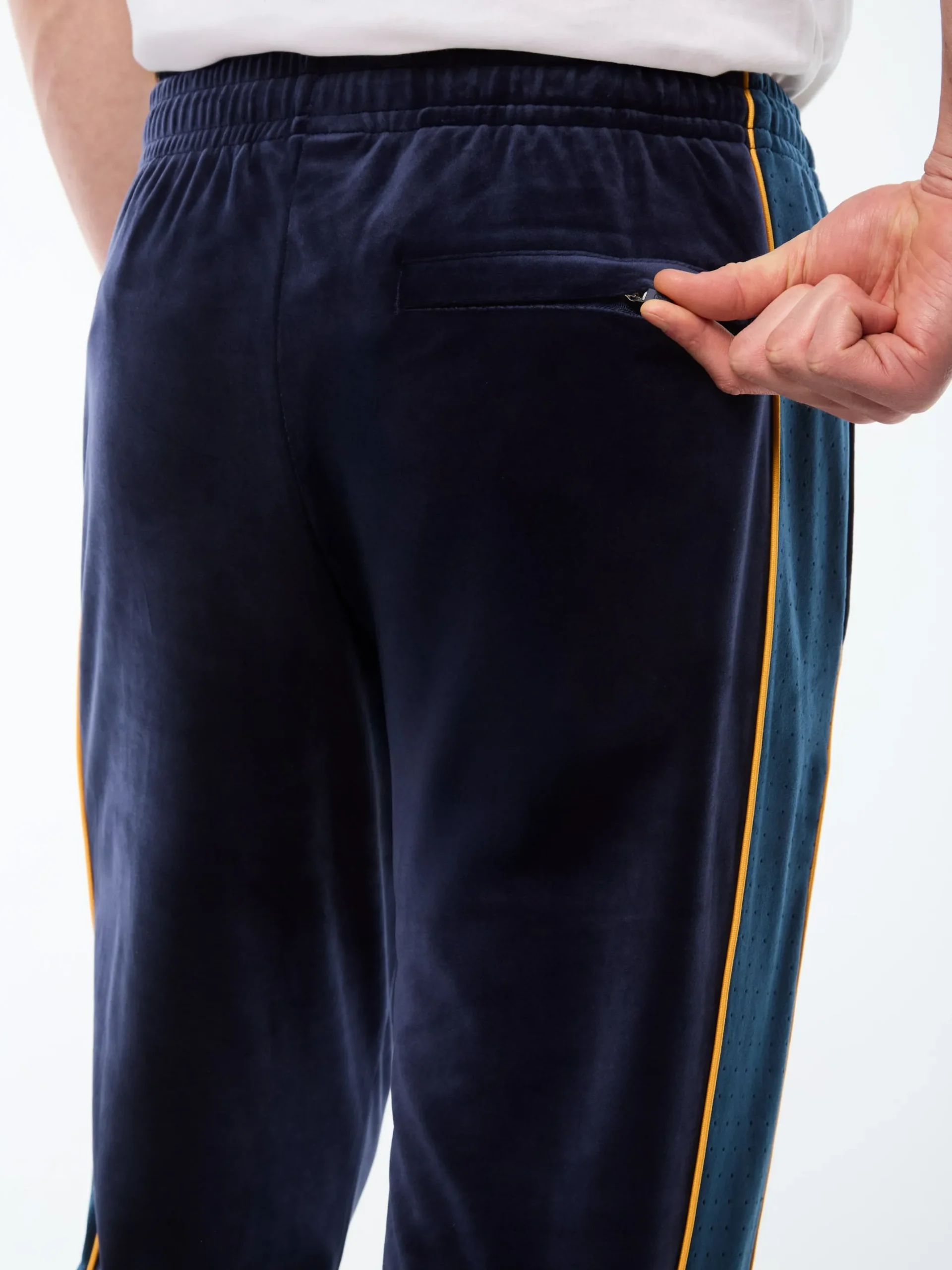 Forato Velour Track Pant-Maritime Blue