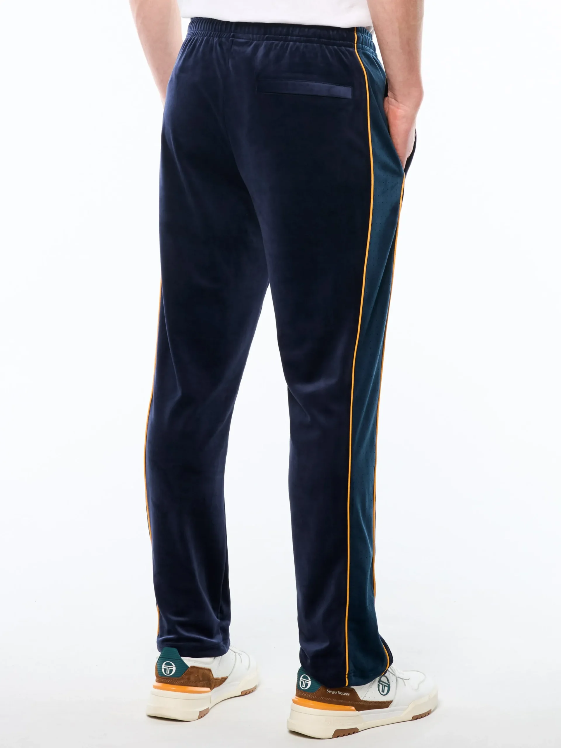 Forato Velour Track Pant-Maritime Blue