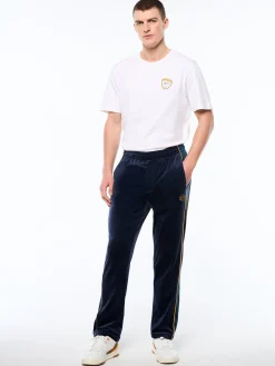 Forato Velour Track Pant-Maritime Blue