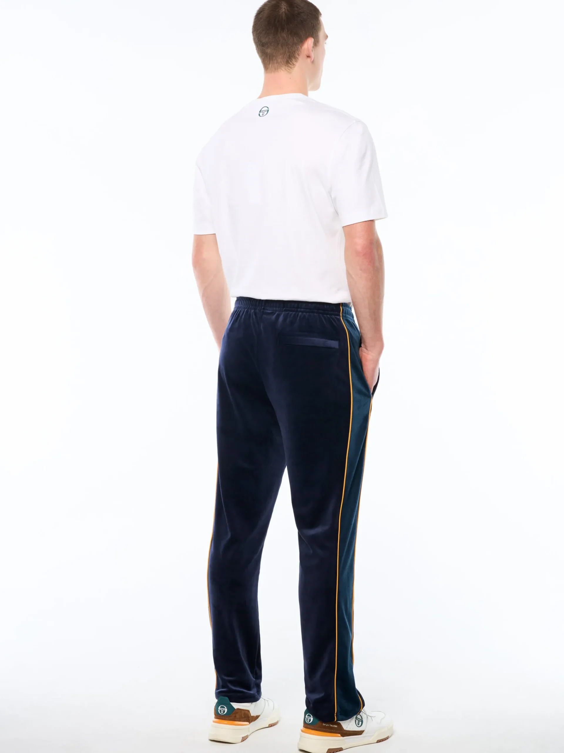Forato Velour Track Pant-Maritime Blue
