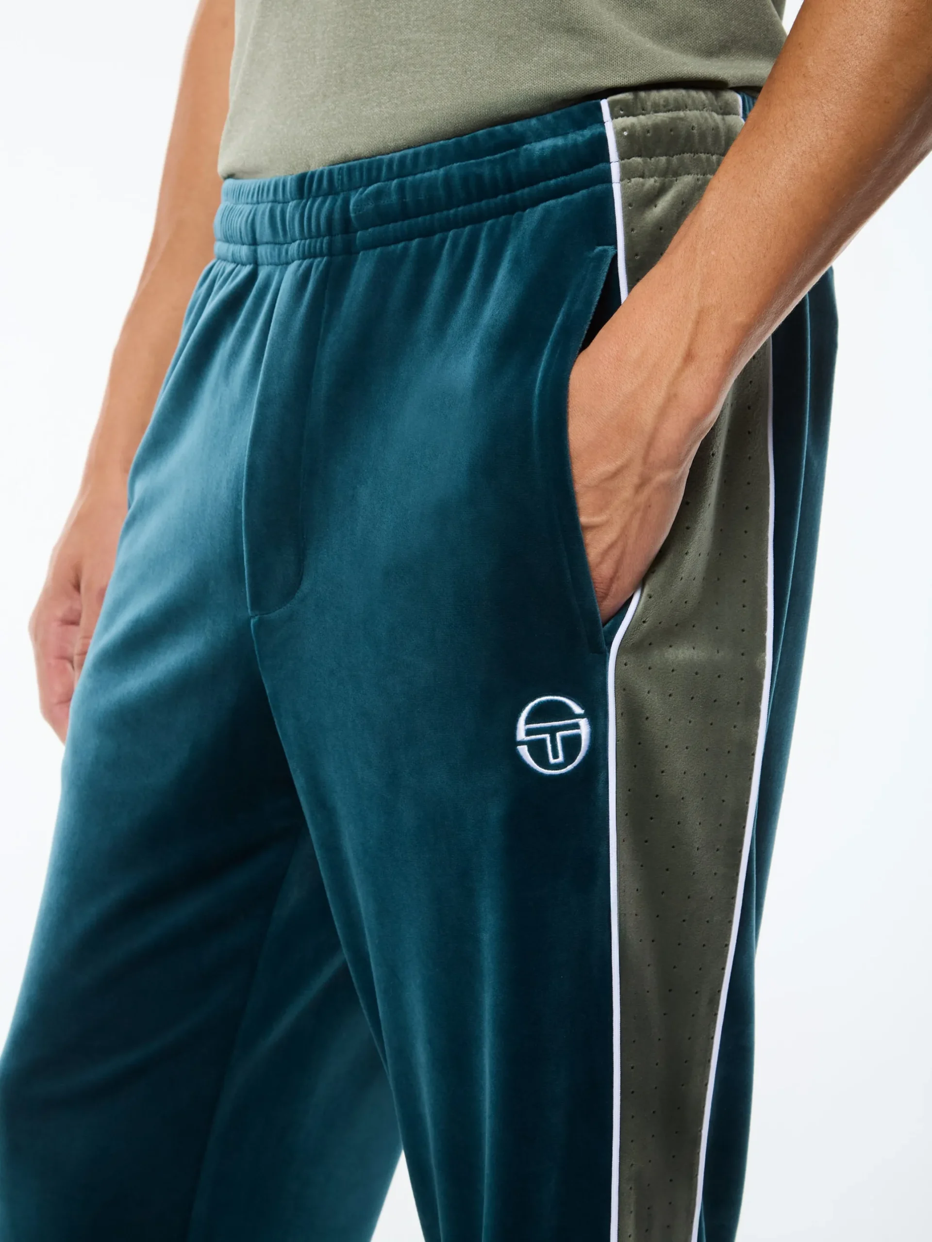 Forato Velour Track Pant-Mediterranea