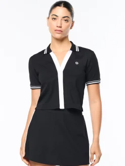 Idalia Cropped Polo- Black Beauty
