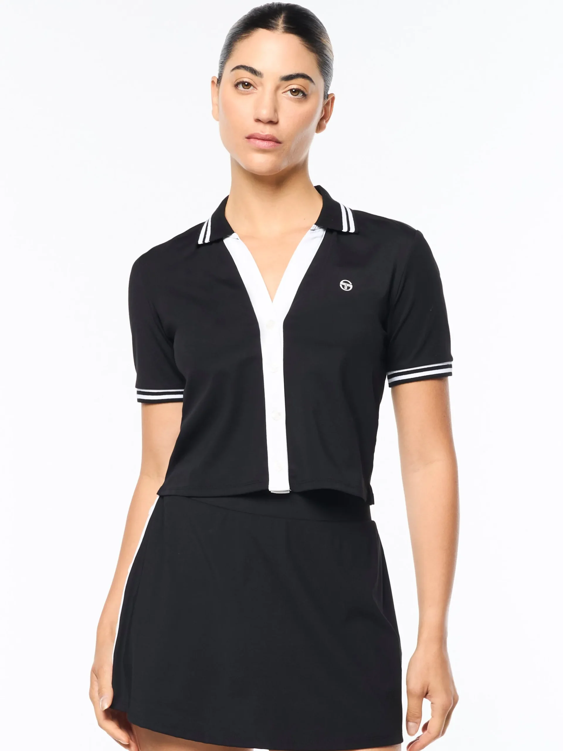Idalia Cropped Polo- Black Beauty