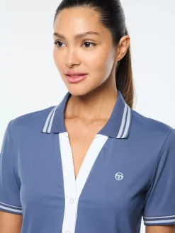 Idalia Cropped Polo- Blue Indigo