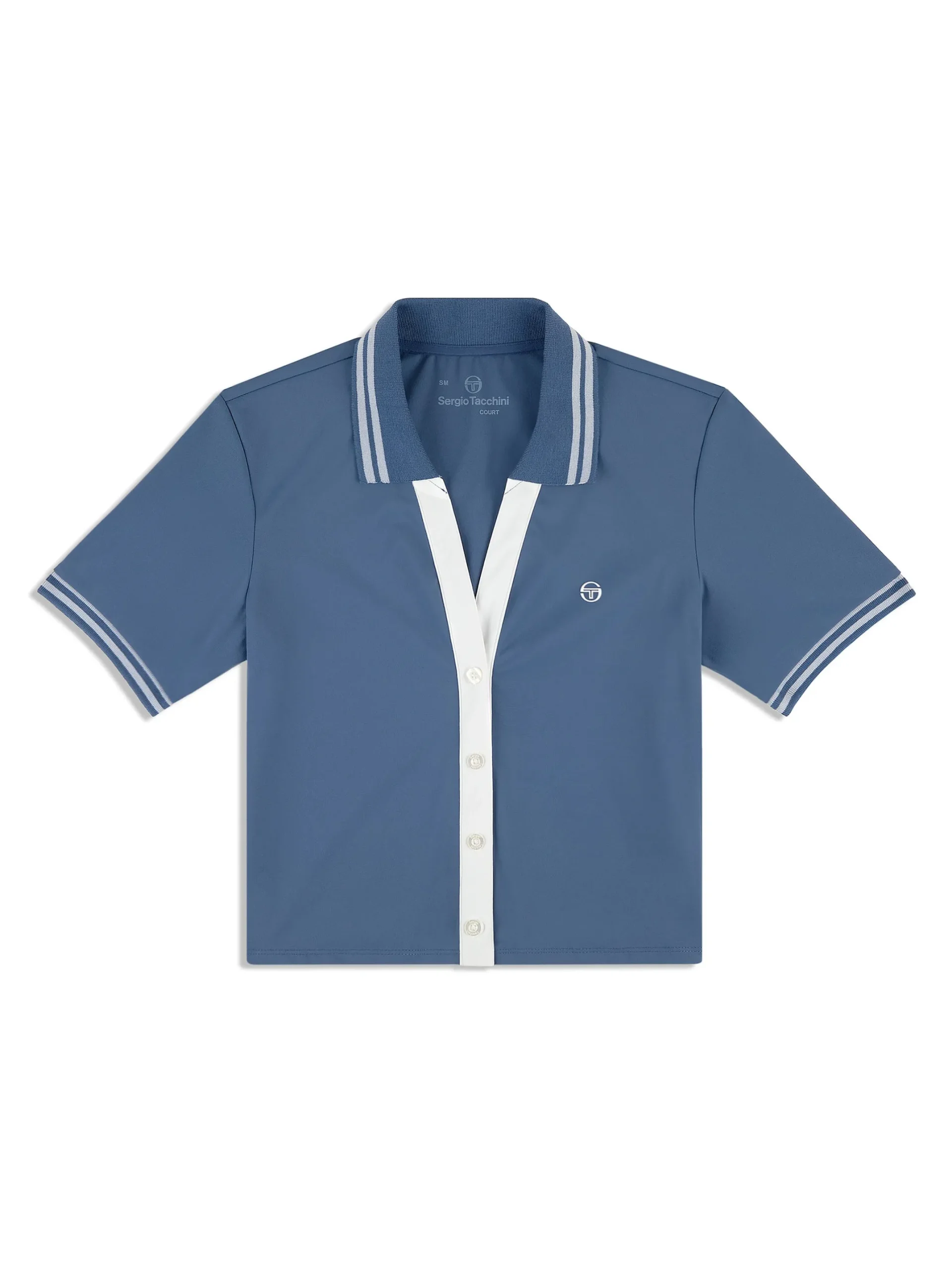 Idalia Cropped Polo- Blue Indigo