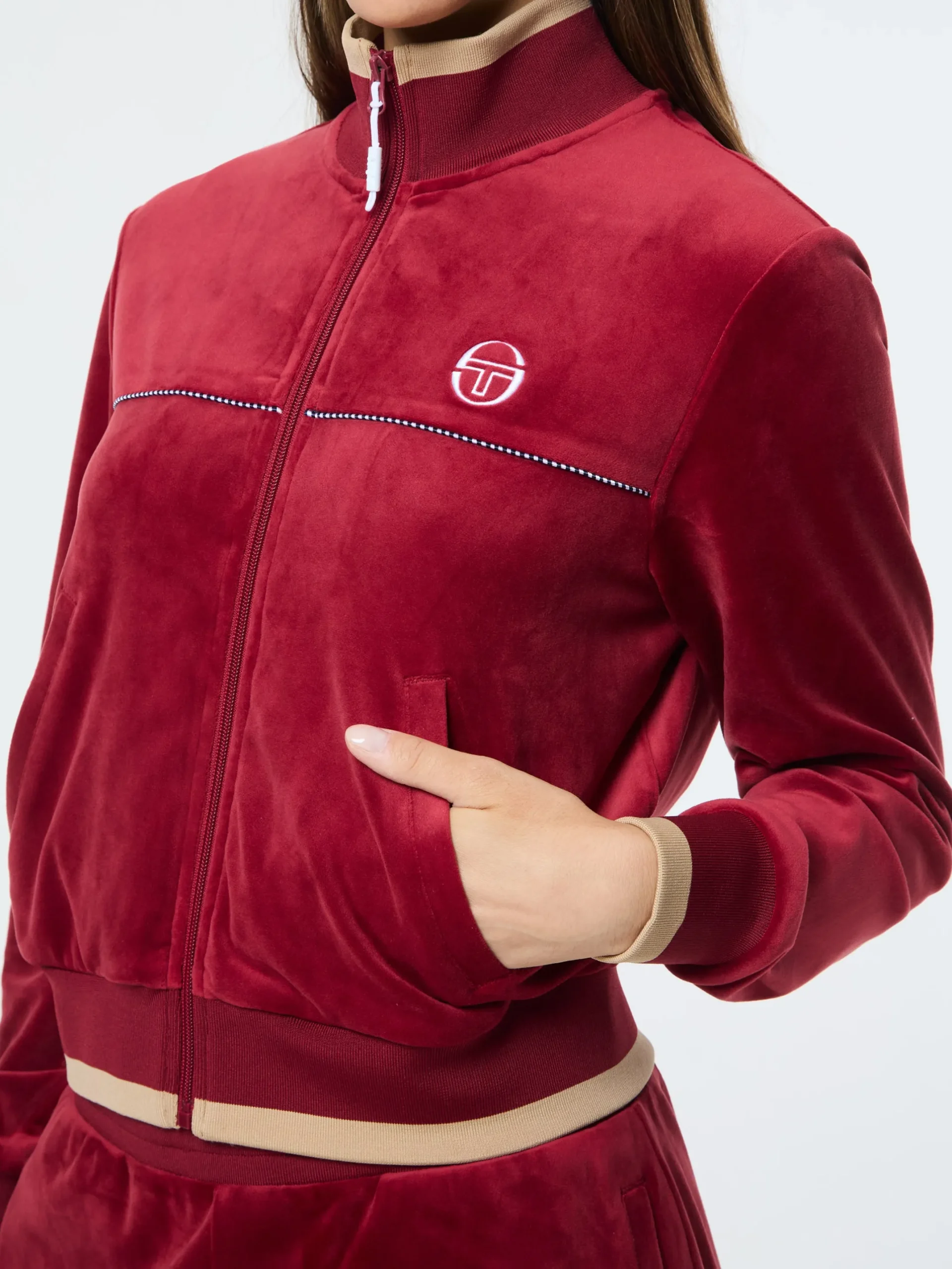 Leta Velour Jacket- Rhubarb