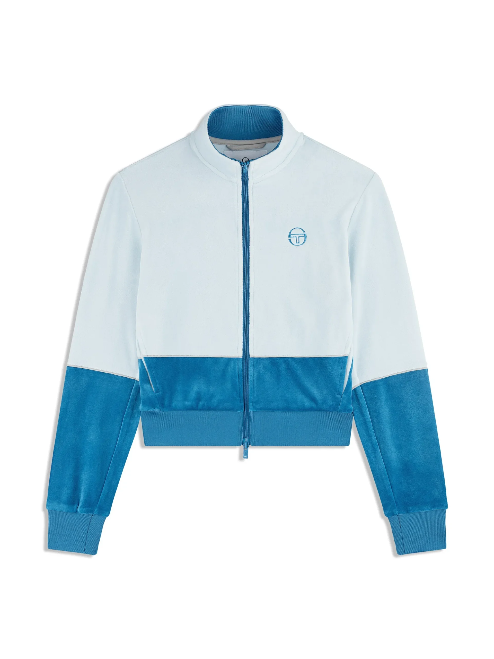 Lina Velour Track Jacket- Baby Blue