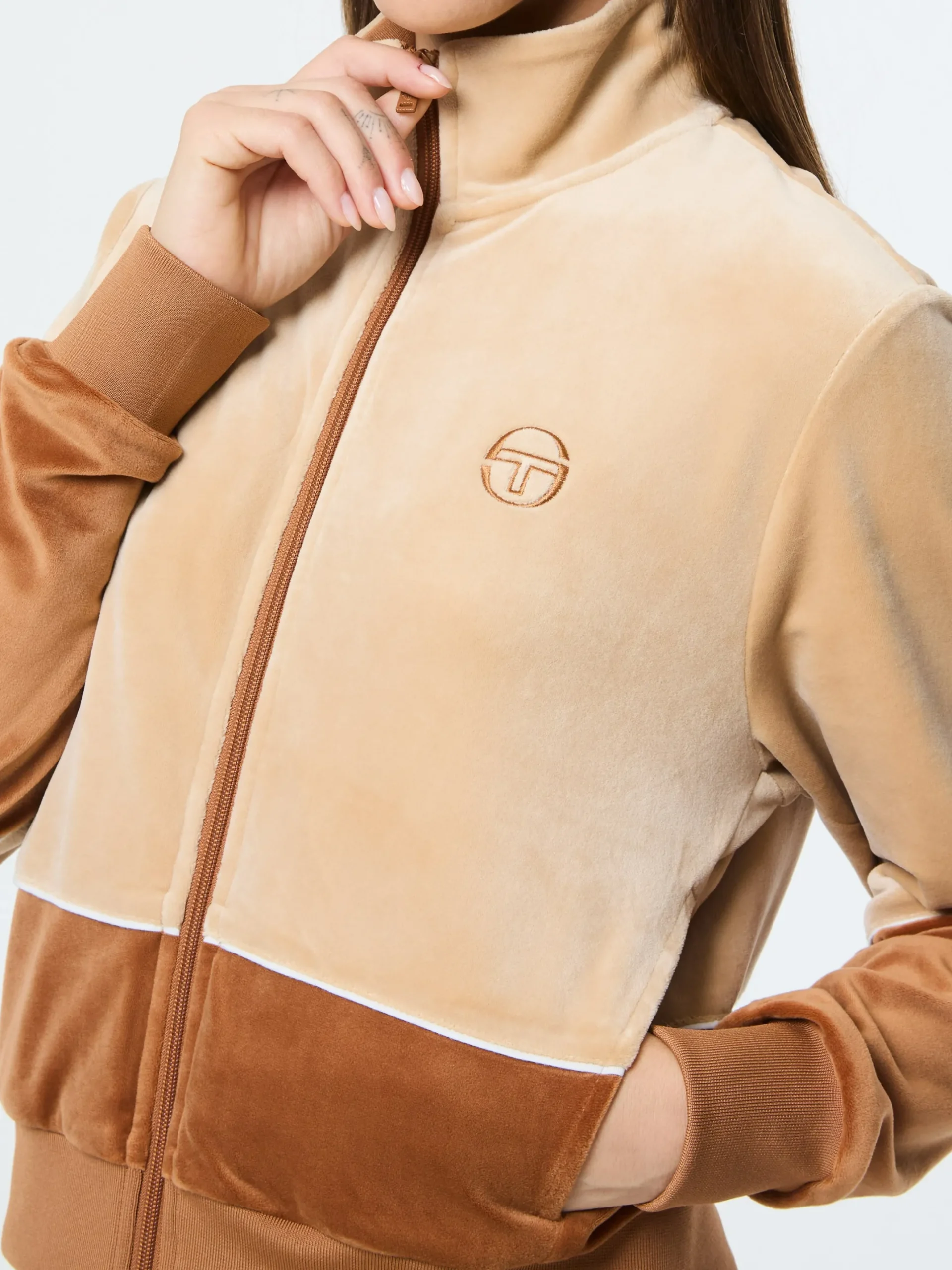 Lina Velour Track Jacket- Candied Ginger