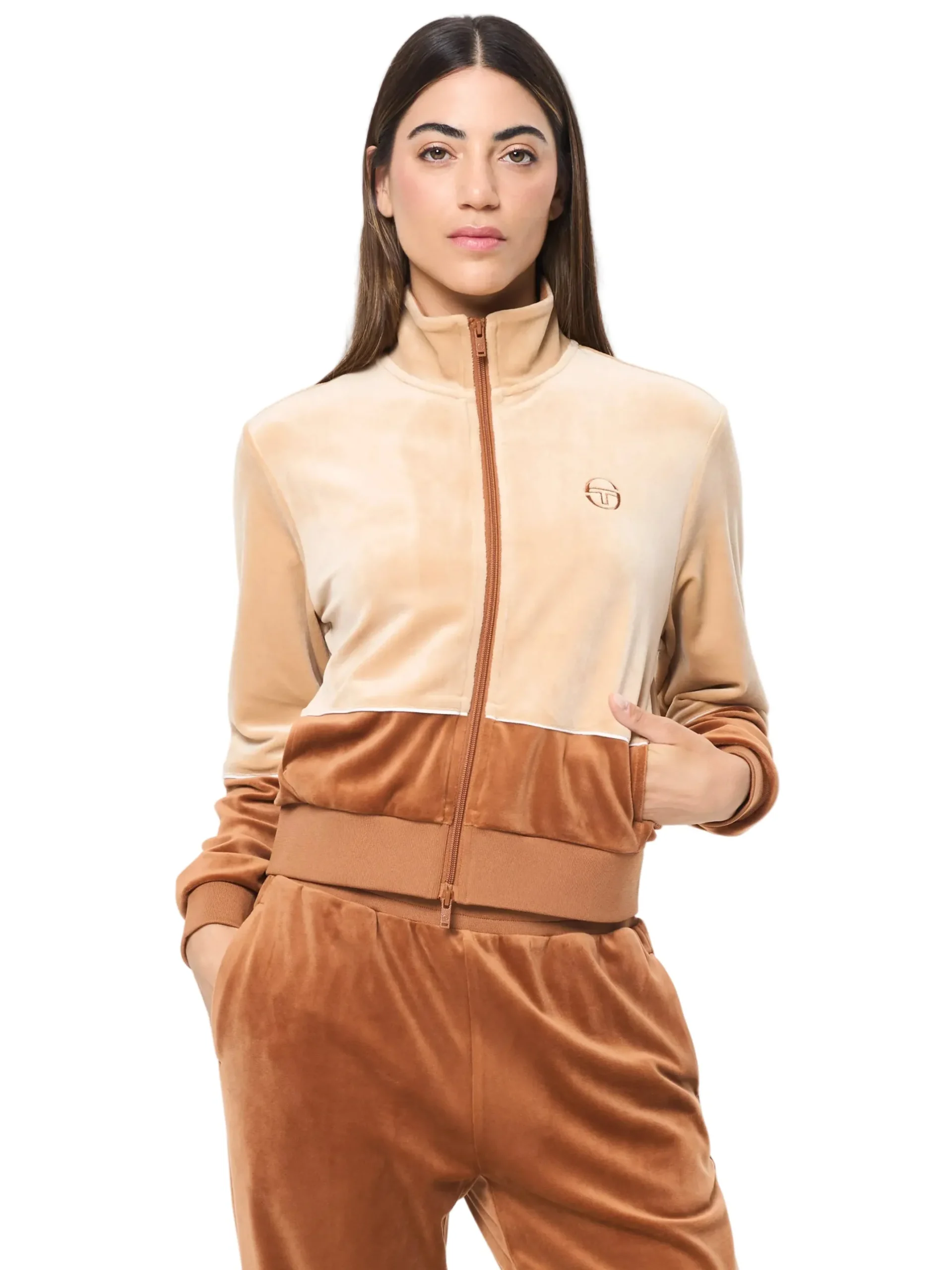 Lina Velour Track Jacket- Candied Ginger