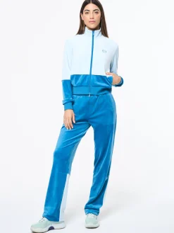 Lina Velour Track Pant- Baby Blue