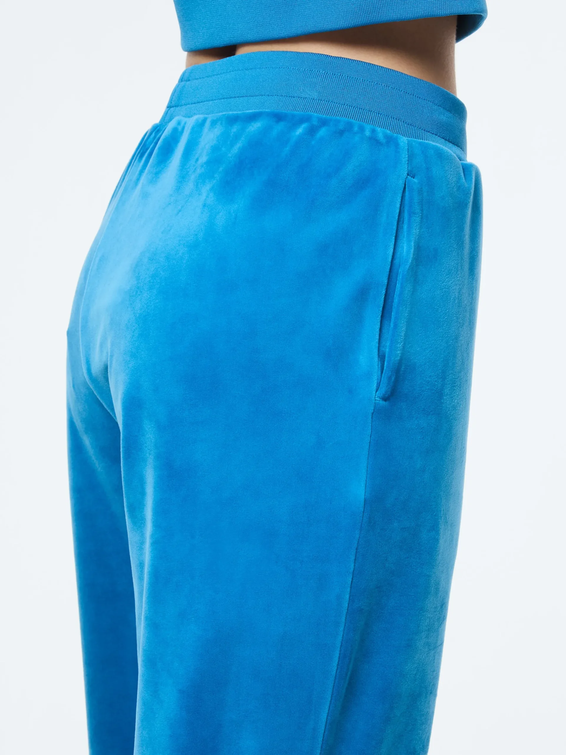 Lina Velour Track Pant- Baby Blue