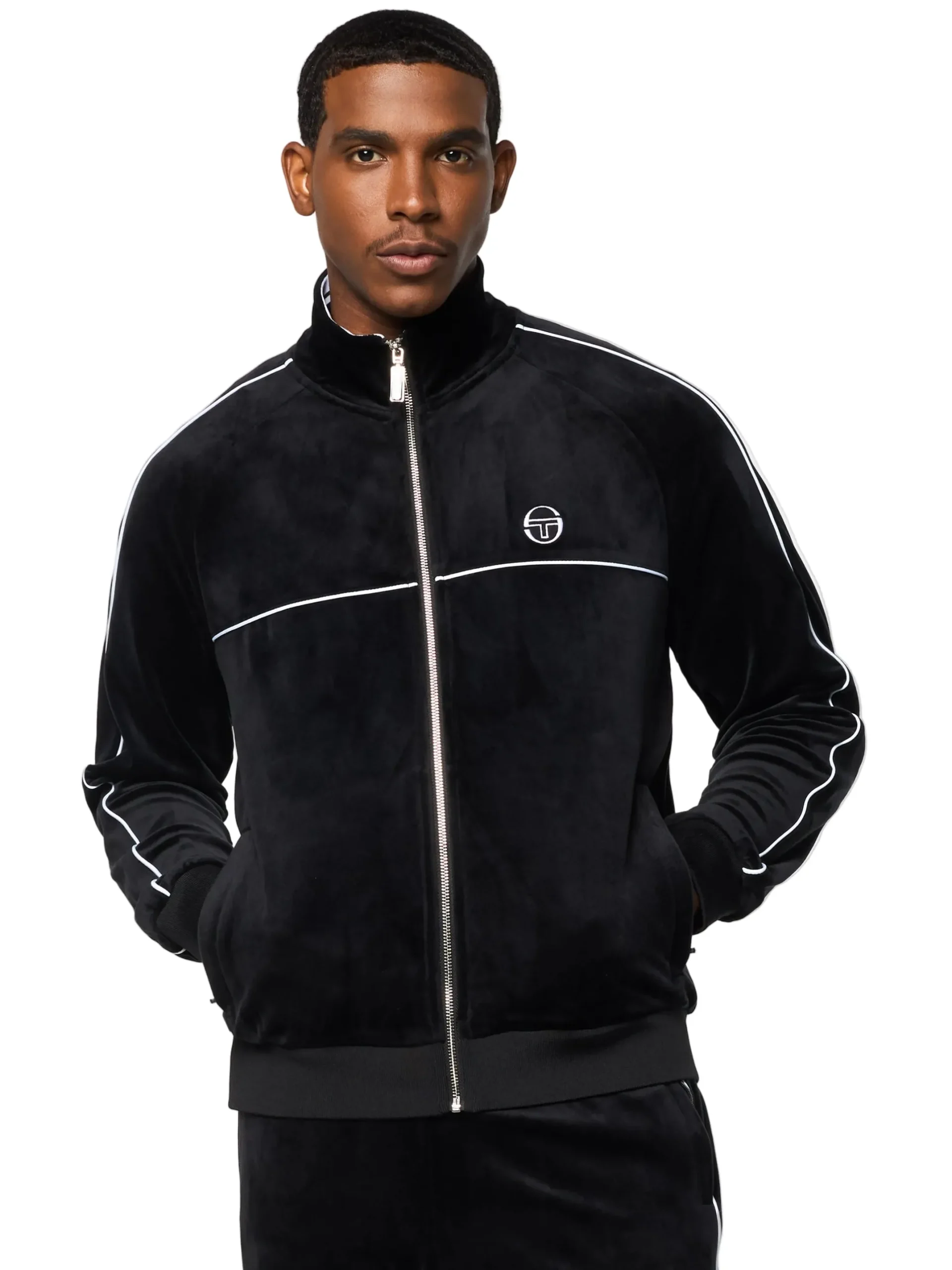 Lioni Velour Track Jacket- Black Beauty