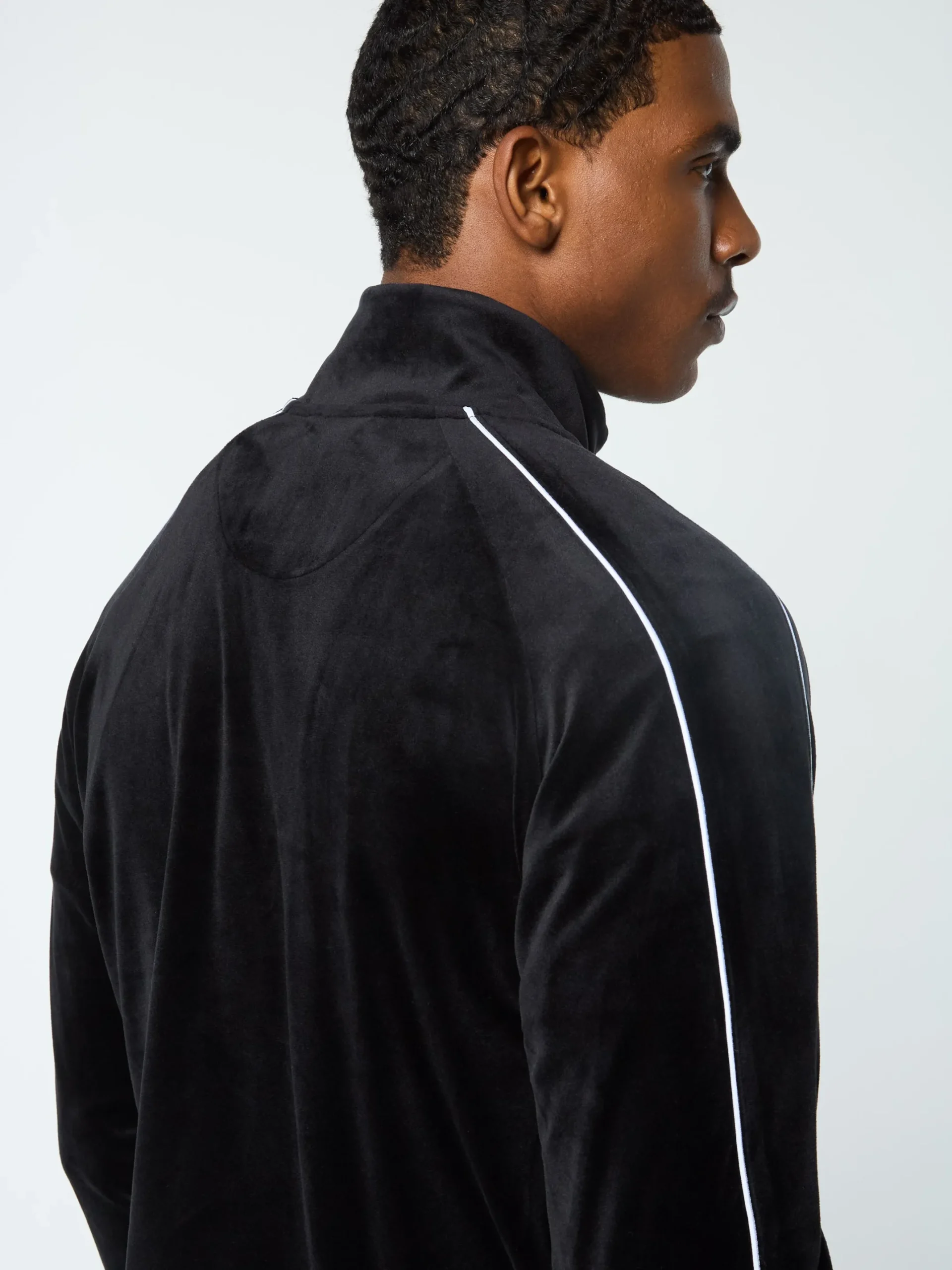 Lioni Velour Track Jacket- Black Beauty