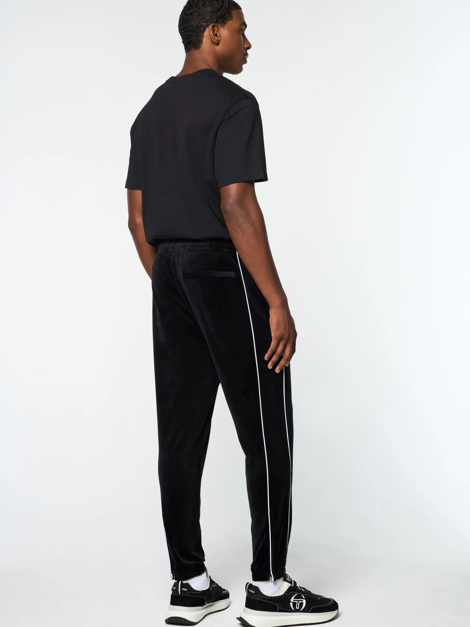Lioni Velour Track Pant- Black Beauty