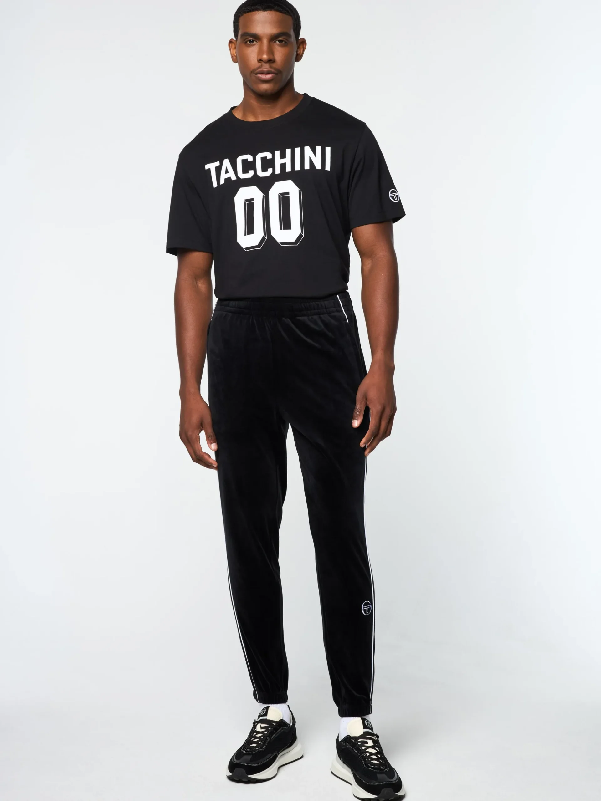 Lioni Velour Track Pant- Black Beauty