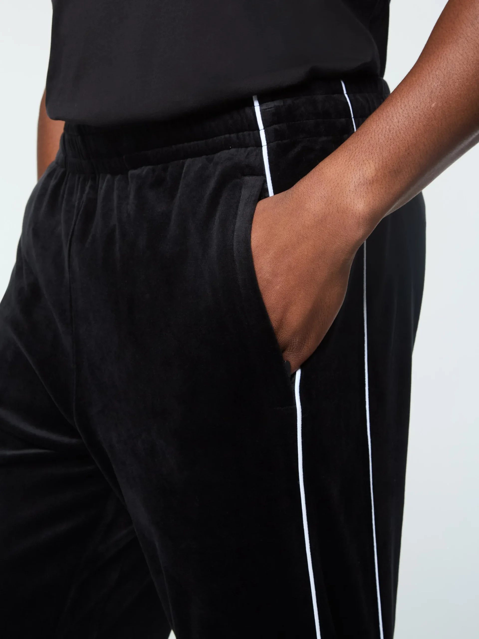 Lioni Velour Track Pant- Black Beauty