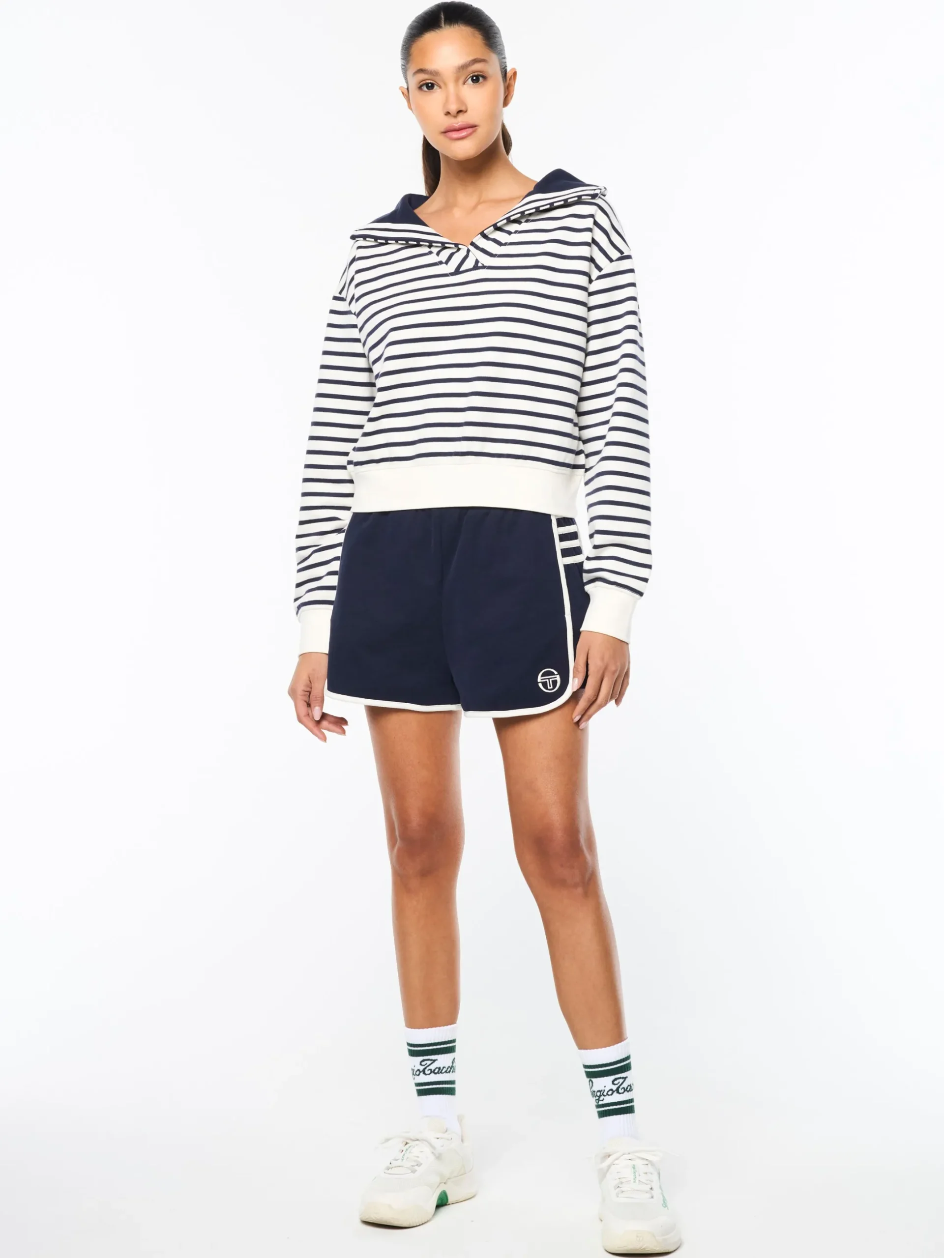 Marina Sailor Collar Sweatshirt- Gardenia