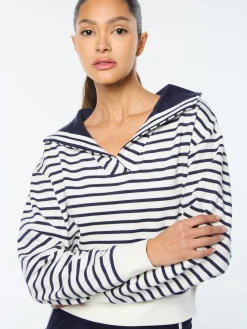 Marina Sailor Collar Sweatshirt- Gardenia