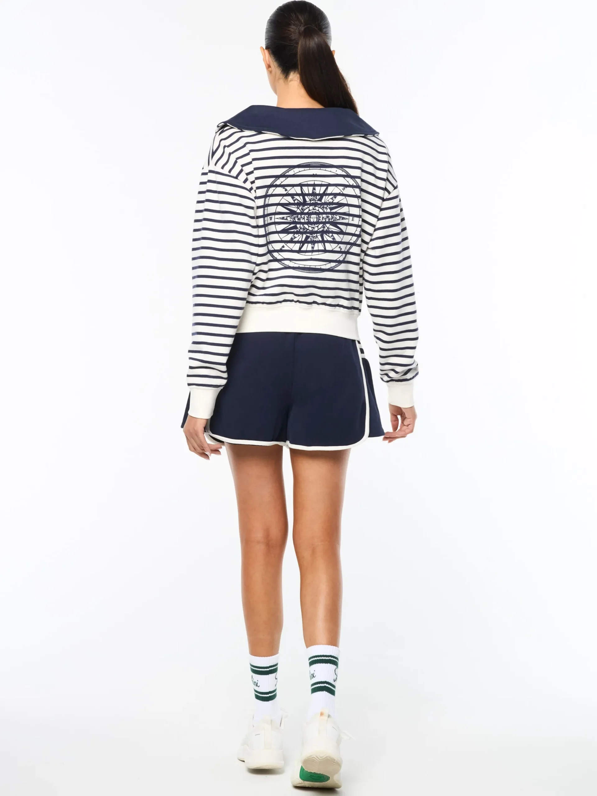Marina Sailor Collar Sweatshirt- Gardenia