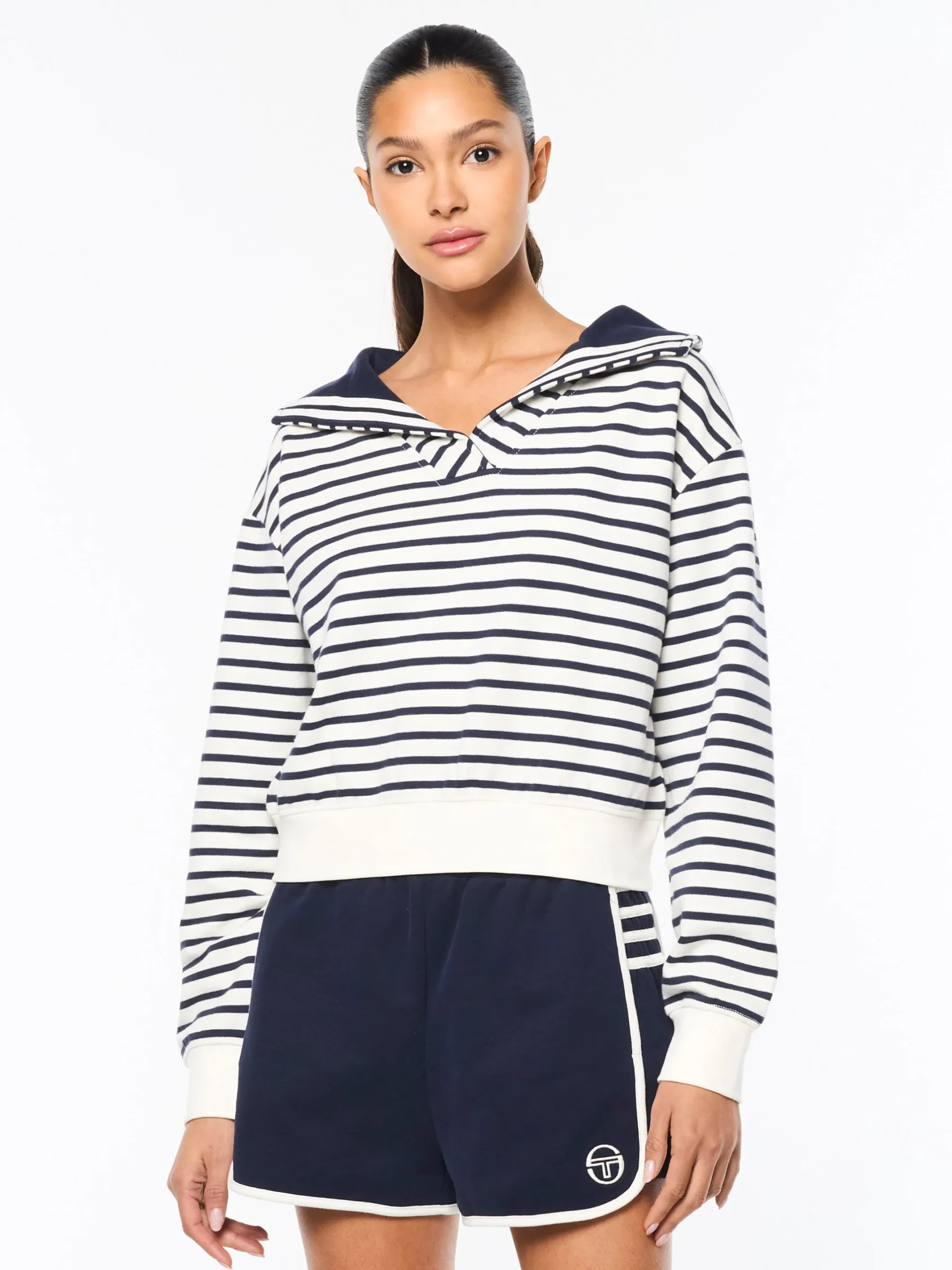 Marina Sailor Collar Sweatshirt- Gardenia